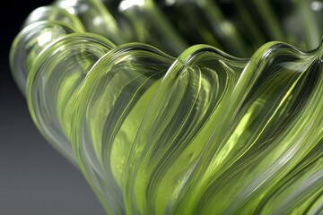 Aufkleber - Artistic glass bowl crafted with intricate waves and vibrant green color highlighting its elegant design