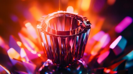 Poster - Vibrant, glowing crystal trophy in surreal, colorful setting.