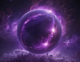 Wall Mural - ethereal orb glows, purple nebula swirls around it , astral, constellations