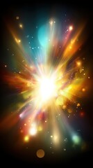 Canvas Print - abstract light burst explosion radiating energy and color from center point with bokeh effects and g
