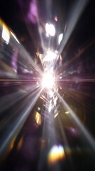 Canvas Print - abstract light burst radiating from center optical lens flare effect shining through dark space
