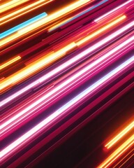 Canvas Print - abstract neon light streaks background, diagonal motion blur effect, futuristic glow, vibrant colors