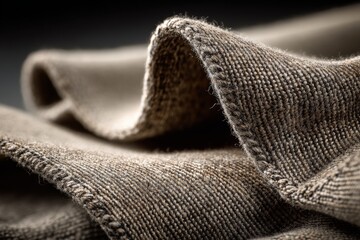 Poster - Soft fabric texture showcasing subtle waves and stitches under focused lighting in a minimalist setting