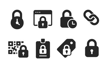 Fototapete - Collection of web icons representing security features and online protection tools