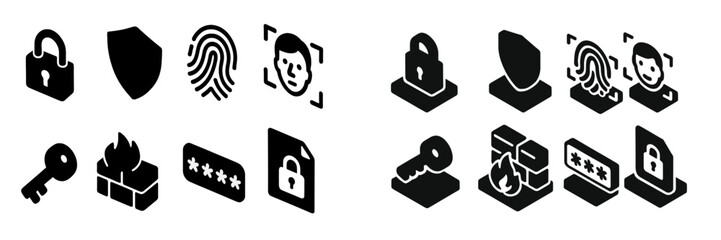 Leinwandbilder - Collection of web icons representing security, privacy, and authentication concepts for digital applications and services