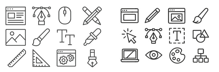 Aufkleber - Collection of web design icons featuring tools for creativity and digital projects