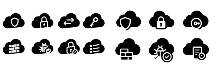Leinwandbilder - Set of web icons representing cloud security, data management, and connectivity for digital services and applications