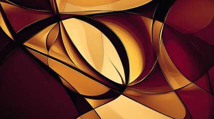 Aufkleber - Abstract art with rich, deep red and gold tones, featuring curved, intersecting shapes creating a dynamic composition.