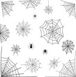© Mikhail - Set of various spider webs. Black mesh patterns with Halloween party ornament. Sticky trap of intertwined dangerous vector lines.