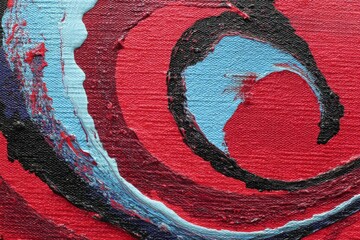 Aufkleber - Abstract swirling patterns in vibrant colors create a dynamic painting with bold contrasts and textural depth
