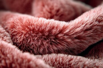 Leinwandbilder - Soft pink faux fur fabric draping elegantly, showcasing texture and rich color in a close-up view