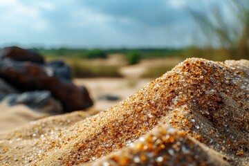 Aufkleber - Golden sand dunes glisten under soft sunlight at a serene outdoor location during the day