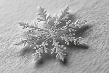 Poster - Beautiful snowflake resting on textured surface captured in winter season showcasing intricate details