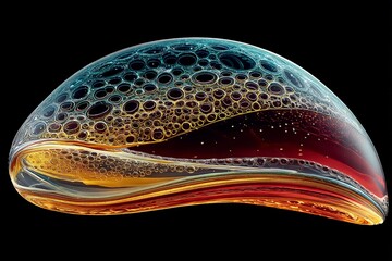Aufkleber - Colorful soap bubble showcasing intricate patterns and reflections in a studio setting with dramatic lighting