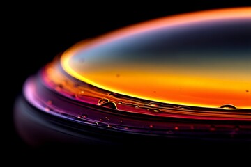 Aufkleber - Colorful liquid surface creating vibrant patterns with reflections in dark surroundings during a close-up capture