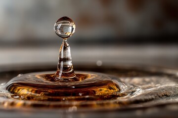 Aufkleber - Captivating water droplet creates dynamic splash effect in close-up view captured indoors during daylight