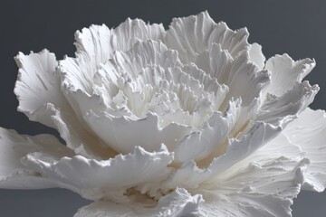 Aufkleber - White flower sculpture with intricate details displayed against a neutral background