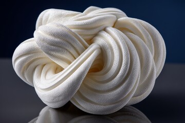 Fototapete - Interesting abstract design of a knotted white shape on a dark background highlighting texture and form