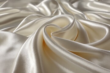 Leinwandbilder - Luxurious ivory silk fabric draped elegantly on a surface in a softly lit studio setting