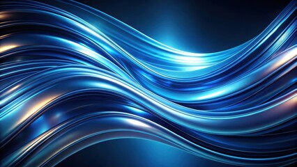 Wall Mural - Swirling blue metallic curves create a mesmerizing visual effect on a dark background, blue, design, blue