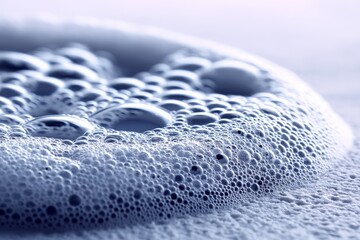 Aufkleber - Bubbles form a delicate layer on the surface of a foamy liquid in soft lighting