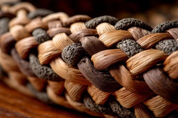 Poster - Intricate woven design in natural fibers highlights craftsmanship and texture in a close-up view
