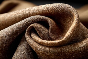 Poster - Textile swirl showcases rich texture and warm tones in fabric close-up under soft lighting