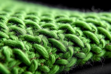 Poster - Close-up view of vibrant green woven fabric showcasing intricate patterns and textures in natural light