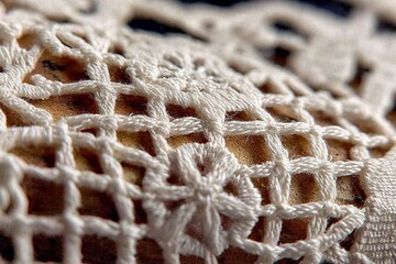 Poster - Intricate lace pattern showcasing delicate embroidery details in natural light