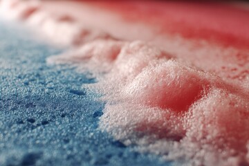 Aufkleber - Colorful foam waves on a smooth surface create a dynamic visual in red and blue tones