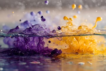 Aufkleber - Colorful liquid splashes create vibrant patterns in clear water during a creative photography session