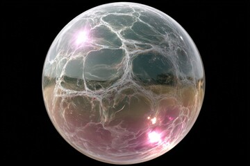 Poster - Ball of energy with glowing effects captured on dark background showcasing intricate patterns and bright highlights