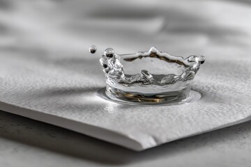 Poster - Capture of water droplet hitting surface and creating splash with perfect crown shape