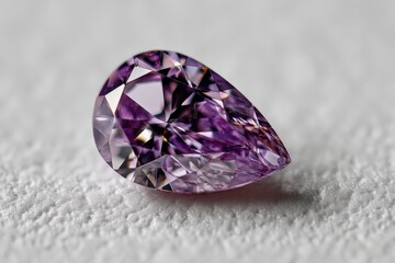 Aufkleber - Purple pear-shaped gemstone glimmers under light revealing intricate facets and vibrant color