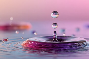 Aufkleber - Vibrant water droplets create ripples on a colorful surface during a serene moment