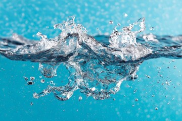Aufkleber - Water splashes create dynamic patterns in a blue aquatic environment under bright lighting conditions