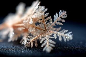 Poster - Intricate design of a snowflake captured in close-up showcasing its delicate structure and unique patterns