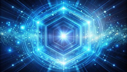 Aufkleber - A Glowing Hexagonal Portal of Light and Energy within a Digital Cosmos
