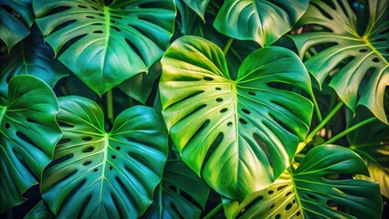 Aufkleber - Lush Green Tropical Foliage A Vibrant Display of Natural Beauty and Exquisite Detail in a Rich, Deep Green Hue