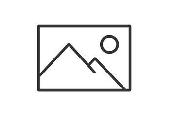 Wall Mural - vector icon representing a landscape with mountains and sun in minimalist style for digital design u