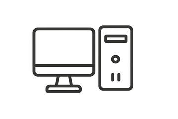Wall Mural - vector icon representing a desktop computer setup with monitor and cpu for digital applications or t