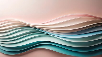 Poster - Abstract Pastel Wave Pattern Design with Smooth Curves and Subtle Color Gradation