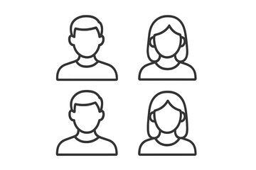 Wall Mural - vector icon collection featuring four diverse, faceless character illustrations representing varied 