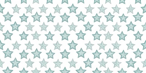 Poster - Seamless Pattern of Teal Stars on White Background, Ideal for Textile Prints, Wrapping Paper Designs, and Digital Projects