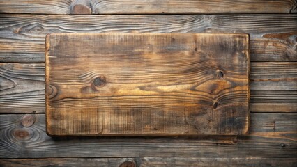 Aufkleber - Rustic Weathered Wooden Board on Dark Wood Grain Background Ideal for Vintage Design Projects and Textured Backdrops