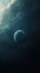 Wall Mural - A  solitary planet adrift in a vast dark sky.
