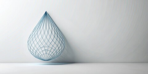Poster - Abstract Blue Wireframe Water Drop Design Element Against a Subtle Textured White Background