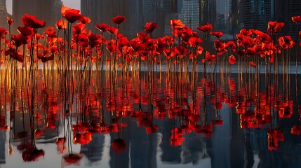 Poster - The solemnity of poppies on memorial day, reflecting sacrifice and remembrance