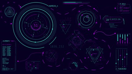 Wall Mural - animated high-tech screen with data processing operations