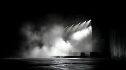 Aufkleber - Stage with black background in a fog